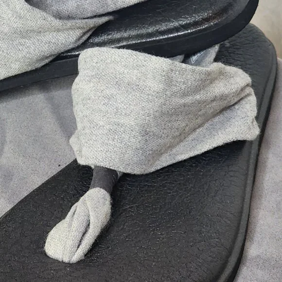 Sanuk Grey Black Ella Slip On Cushion Insole Stretch Fabric Yoga Sling Sandal 7 - Picture 3 of 16